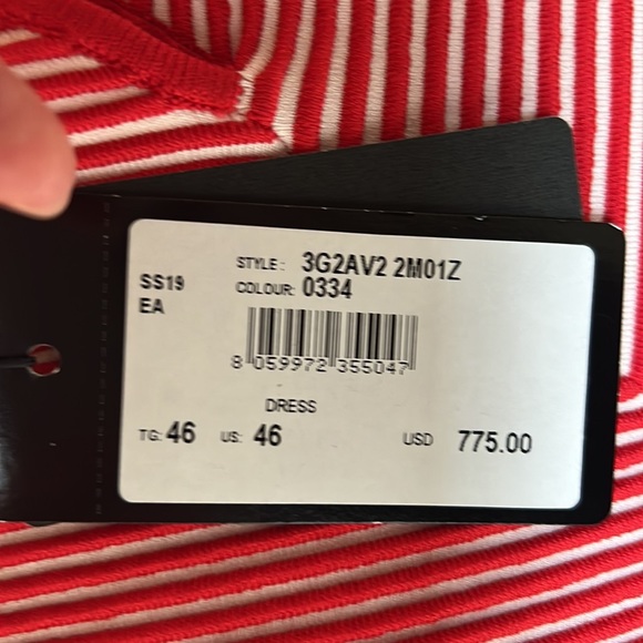 Emporio Armani Red and White Dress. Size 46. (Size 8) - Picture 8 of 8